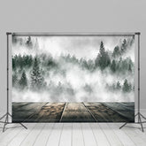 Lofaris Silent White Misty Forest Wood Nature Scene Backdrop